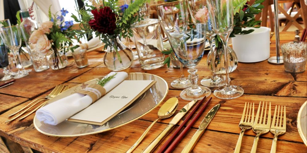 dinner setting gourmet catering